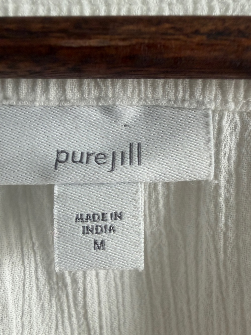 Pure Jill J.Jill Medium White Gauze Embroidered Sleeve Boho Top - Picture 5 of 11